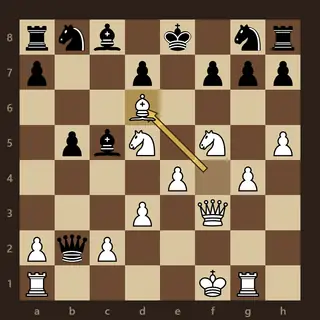 The board after 18.Bd6 in The Immortal Game