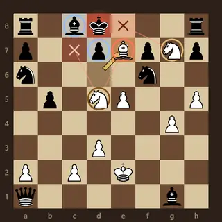 The board after 23.Be7# in The Immortal Game