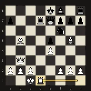 The board after 14.Rd1 in The Opera Game