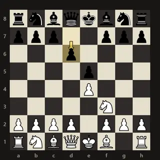 The board after 2…d6 in The Opera Game